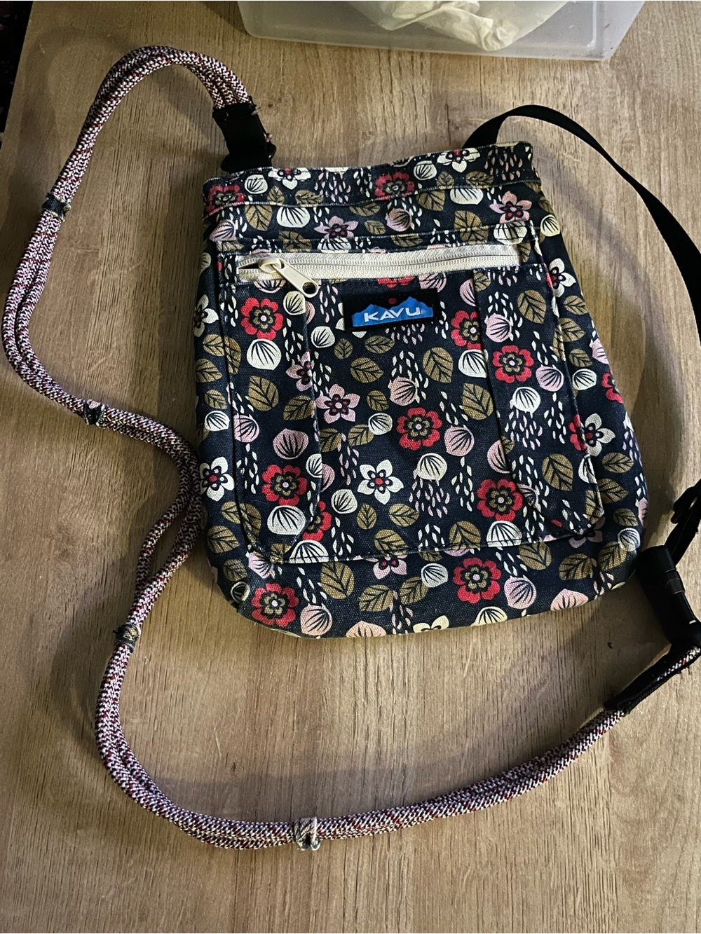 KAVU Keepalong Rope Bag Sakura Falls Hiking Festival Canvas Crossbody Rugged